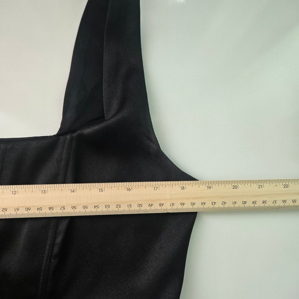 Rue21 Black Corset Crop Top Womens Large Square Neck Boned Zipper Back - Picture 8 of 9